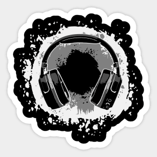 Headphones Art, Black & White Sticker